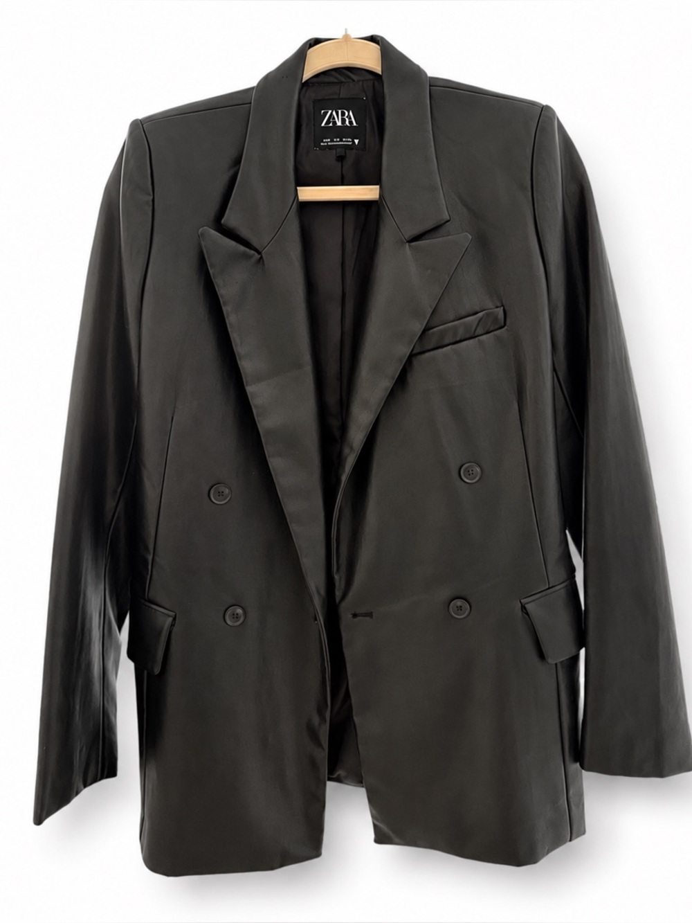 Zara Black Faux Leather Blazer